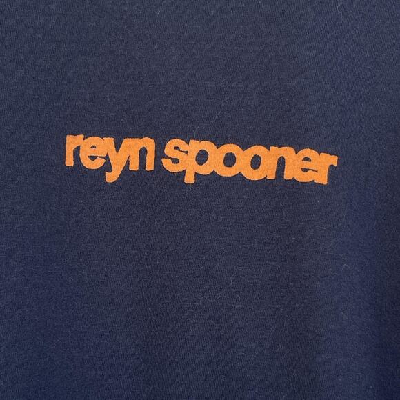 Reyn Spooner Shirt Mens Medium Navy Blue Status Oceanic Graphic Tee Surf Logo - Picture 4 of 9